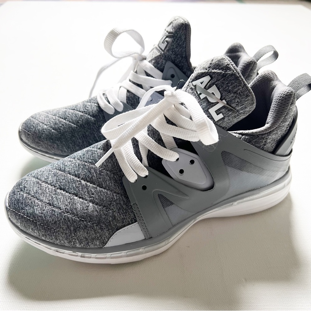 APL Gray Quilted Knit Athletic Sneakers with White Laces